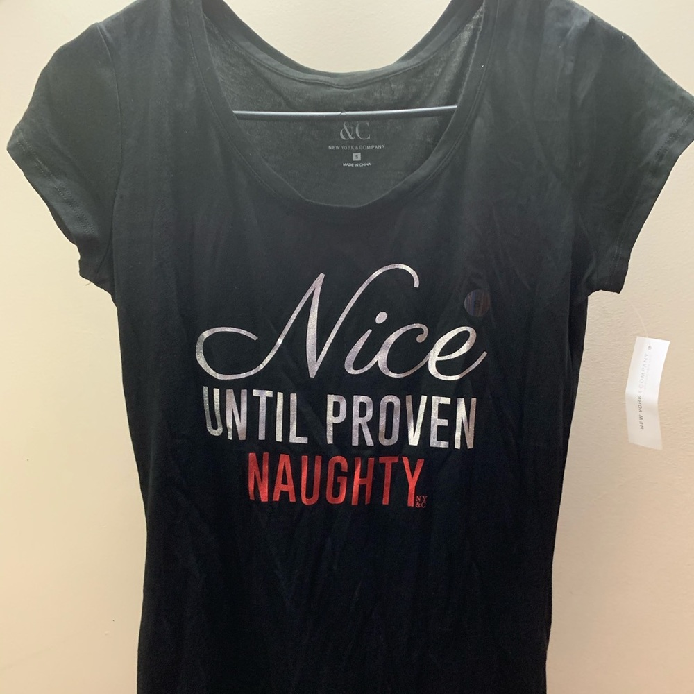 New York And Company Black T-Shirt Size Small